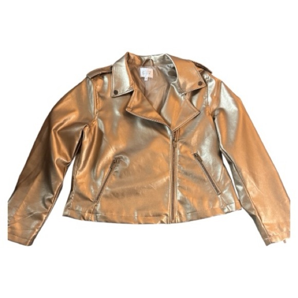 Jaclyn Smith Faux Metallic Gold Women’s Jacket - Picture 2 of 8